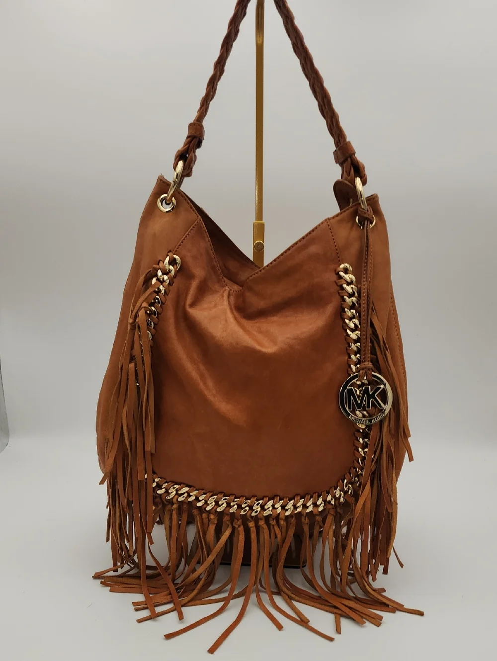Michael Kors Brown Suede Fringe Hobo Bag